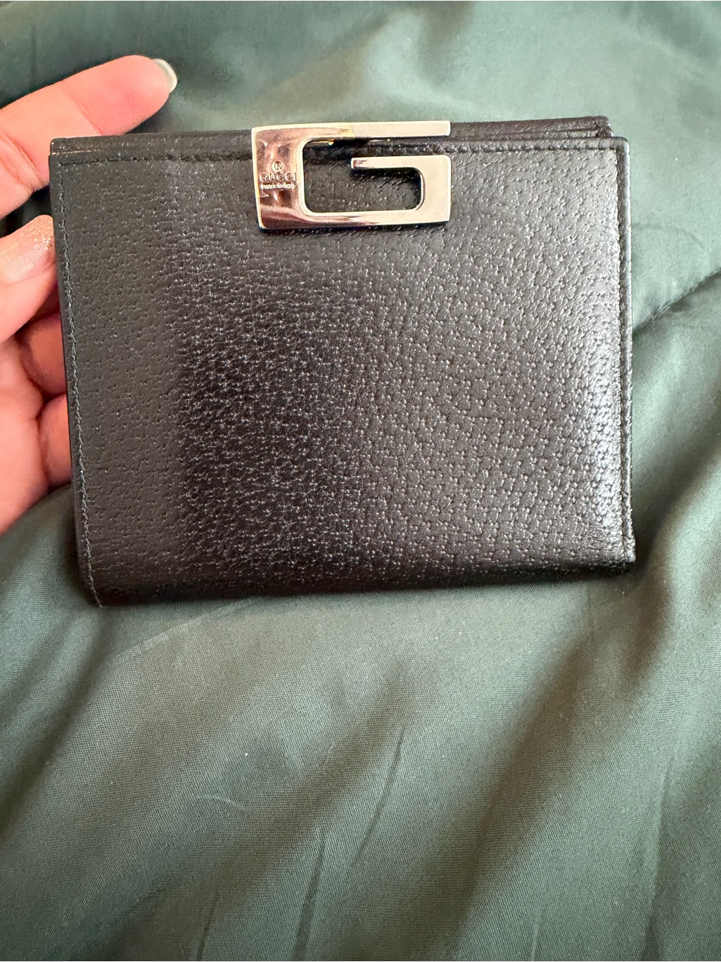 Gucci Black Pebbled Leather Card Holder With Subtle Logo Unisex